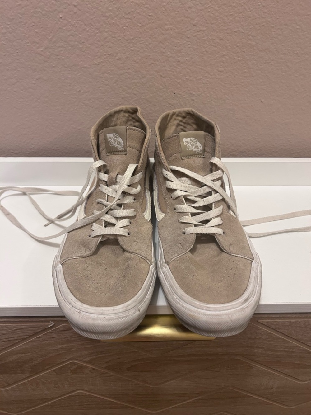 Vans Men’s Sk8-Hi Suede High-Top Sneakers — Beige